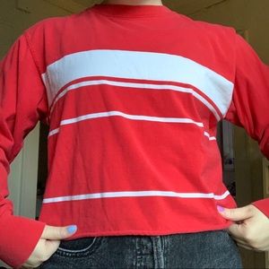 Brandy Melville Red Striped Long Sleeve Tee